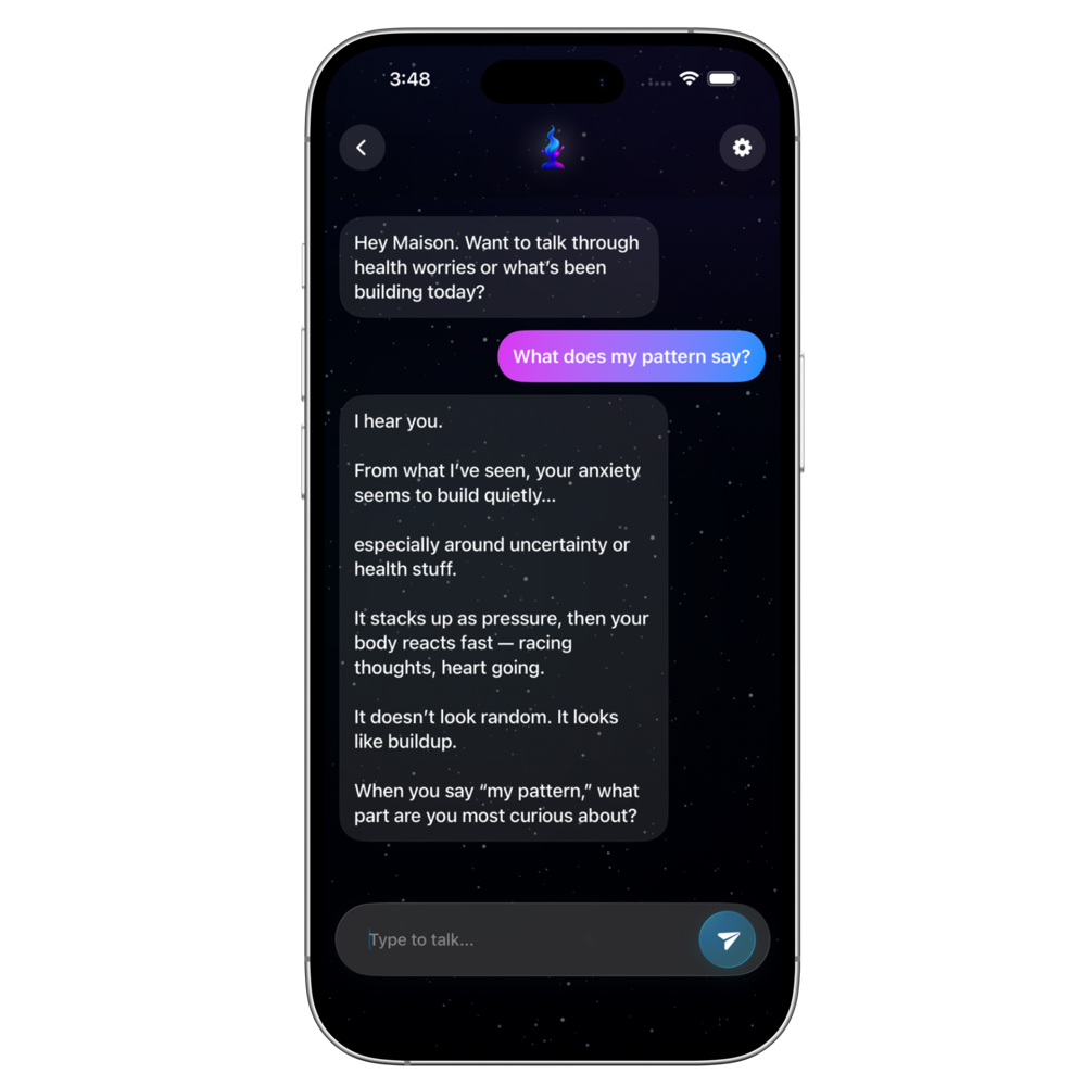 Current Ura AI conversation shown on an iPhone