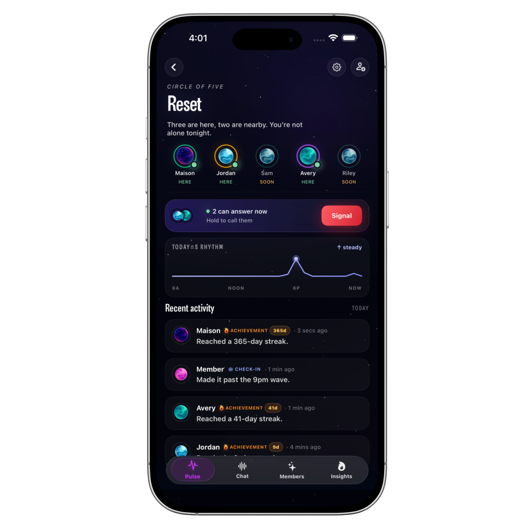 Your circle gets notified — you're not alone