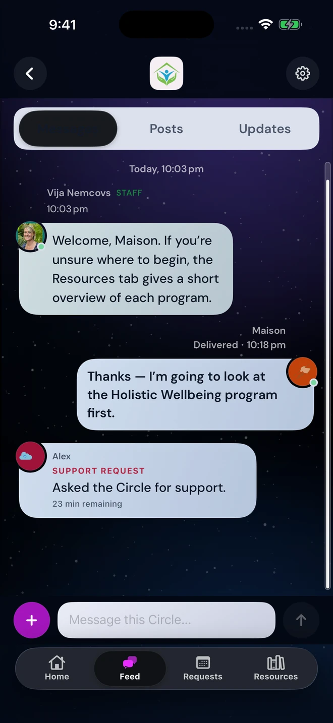 Organisation Circle preview with sample data