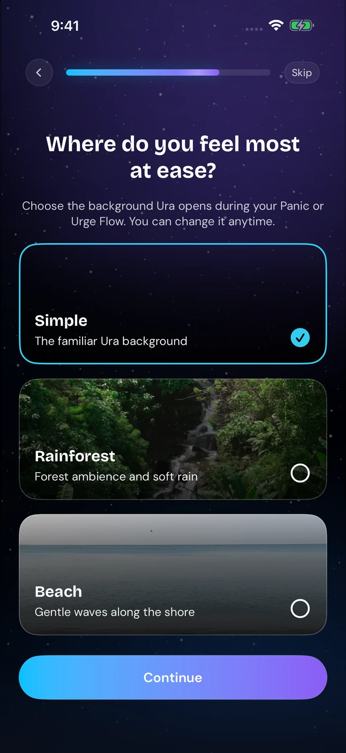 Ura calming background choices